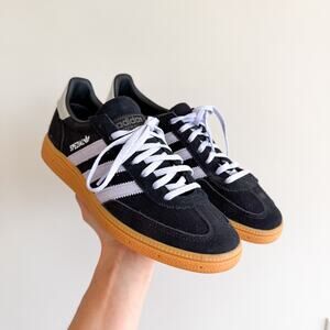 Adidas Handball Spezial Flat Suede Round Toe Lace Up Sneakers Black Purple 9 NEW